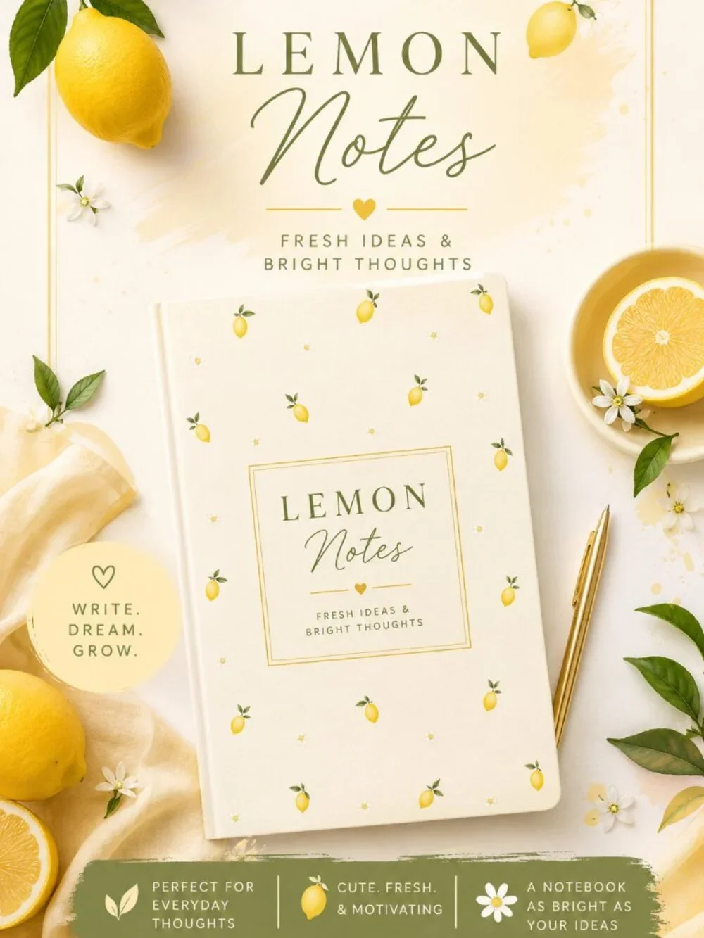 NWT Lemon Themed Paperback Notebook